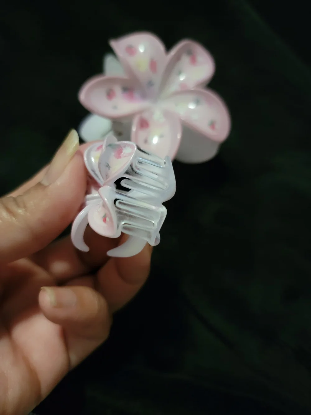 Pink Flower With Strawberries Hair Clips Set